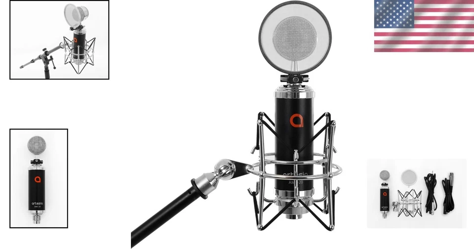 Versatile AMC-20 Large-Diaphragm Studio Microphone with Shock Mount & Pop Filter - Image 2 of 4