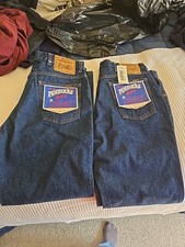 2 VINTAGE NWT old stock USA Made Roebuck Mens Jeans 36x29 Dark Blue straight leg