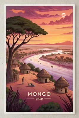 Exotische Mongo Stadt Tschad Reise Poster - Afrikanische Landschaft Kunstdruck Poster Film
