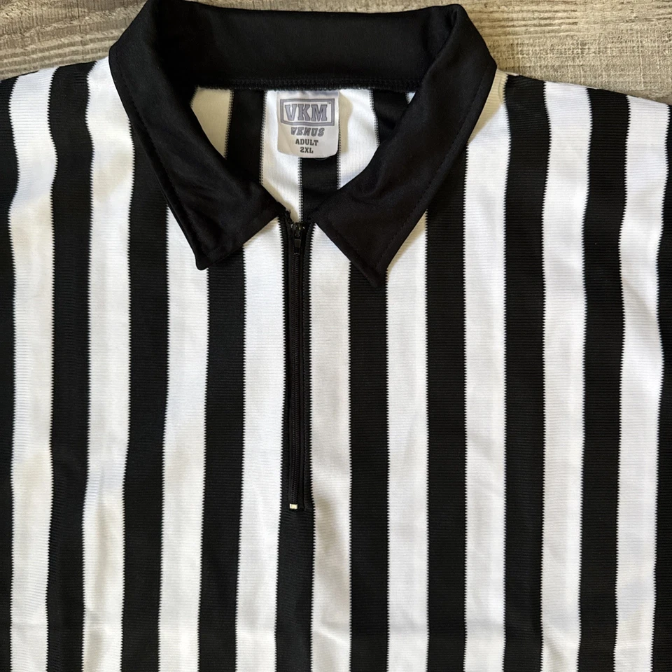 VKM Venus Knitting Mills Referee Official Jersey Shirt  Size XXL Black White - Image 3 of 4