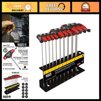10-Piece T-Handle Hex Key Set, SAE Allen Wrench Set with 6-Inch