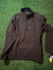 Mens Izod Performance Sweater Size Meduim Brown NEW NWT Fleece 1/4 Zip