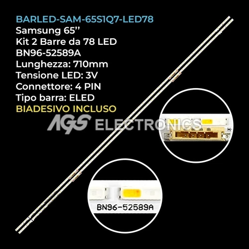 SAMSUNG BN96-52589A JL.E650F2720-408BS-R8P-M-HF 2 BAR STRIP 78 LED TV KIT