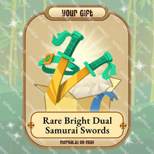 Animal Jam Classic AJC  Rare Bright Dual Samurai Swords READ DESCRIPTION 