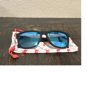 goodr Polarized Running Sunglasses Black Plastic Frame Blue Mirrored + Pouch