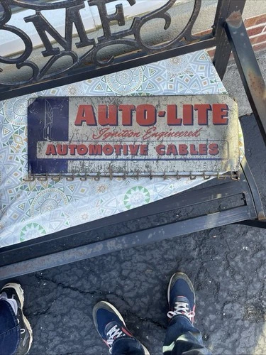 VINTAGE AUTOLITE BATTERY CABLE ADVERTISING DISPLAY RACK METAL SERVICE STATION