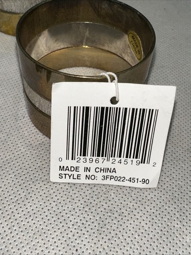 Kemp $Beatley Two Tone Silver & Gold Metal Round Napkin Rings Set 8 MCM Vintage - Picture 4 of 4
