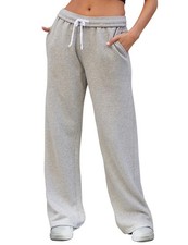 Women's Wide Leg Sweatpants High Waisted Baggy Interior Drawstring Sweatpants...