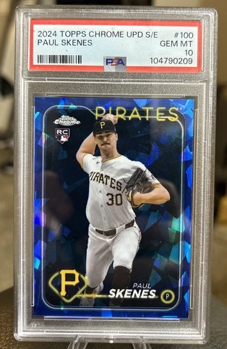 2024 TOPPS CHROME SAPPHIRE UPDATE SERIES #100 PAUL SKENES ROOKIE RC PSA 10