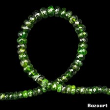 50cts Chrome Diopside - Graduated Faceted Rondelles (3x2-6x3mm) 17cm Strand