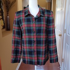 Vintage Pendleton Blazer Womens 14 Multicolor Plaid Tartan Wool Lined Button Up