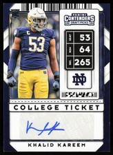 2020 Panini Contenders Draft Picks Ticket Foil Khalid Kareem RC Auto Notre Dame
