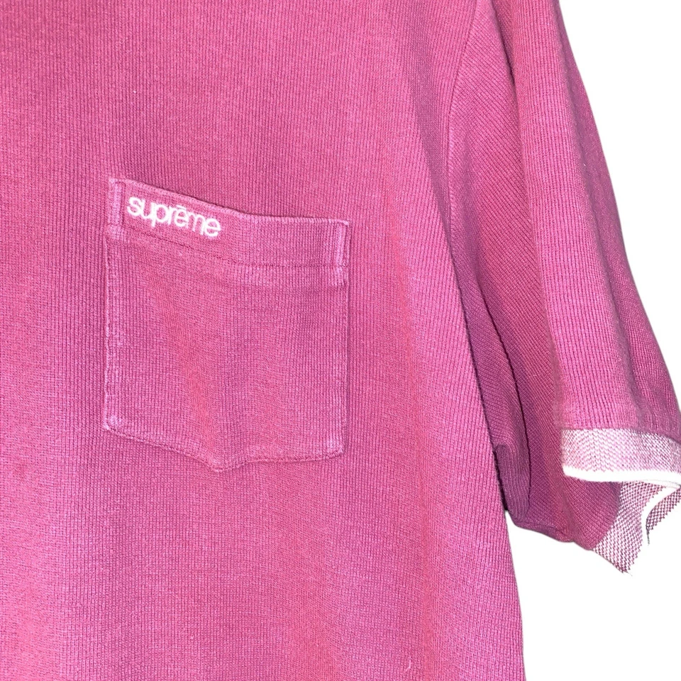 Camiseta SUPREME Bolsillo Sobreteñido Púrpura Envejecido Talla Grande Foto 4 de 4