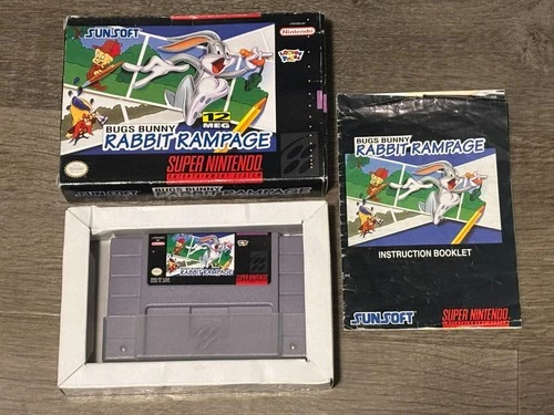 Bugs Bunny Rabbit Rampage Super Nintendo Snes Complete CIB Good Shape Authentic