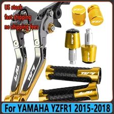 Gold Motorcycle Brake Clutch Lever Handle Grip End Sets For YAMAHA YZFR1 15-2018
