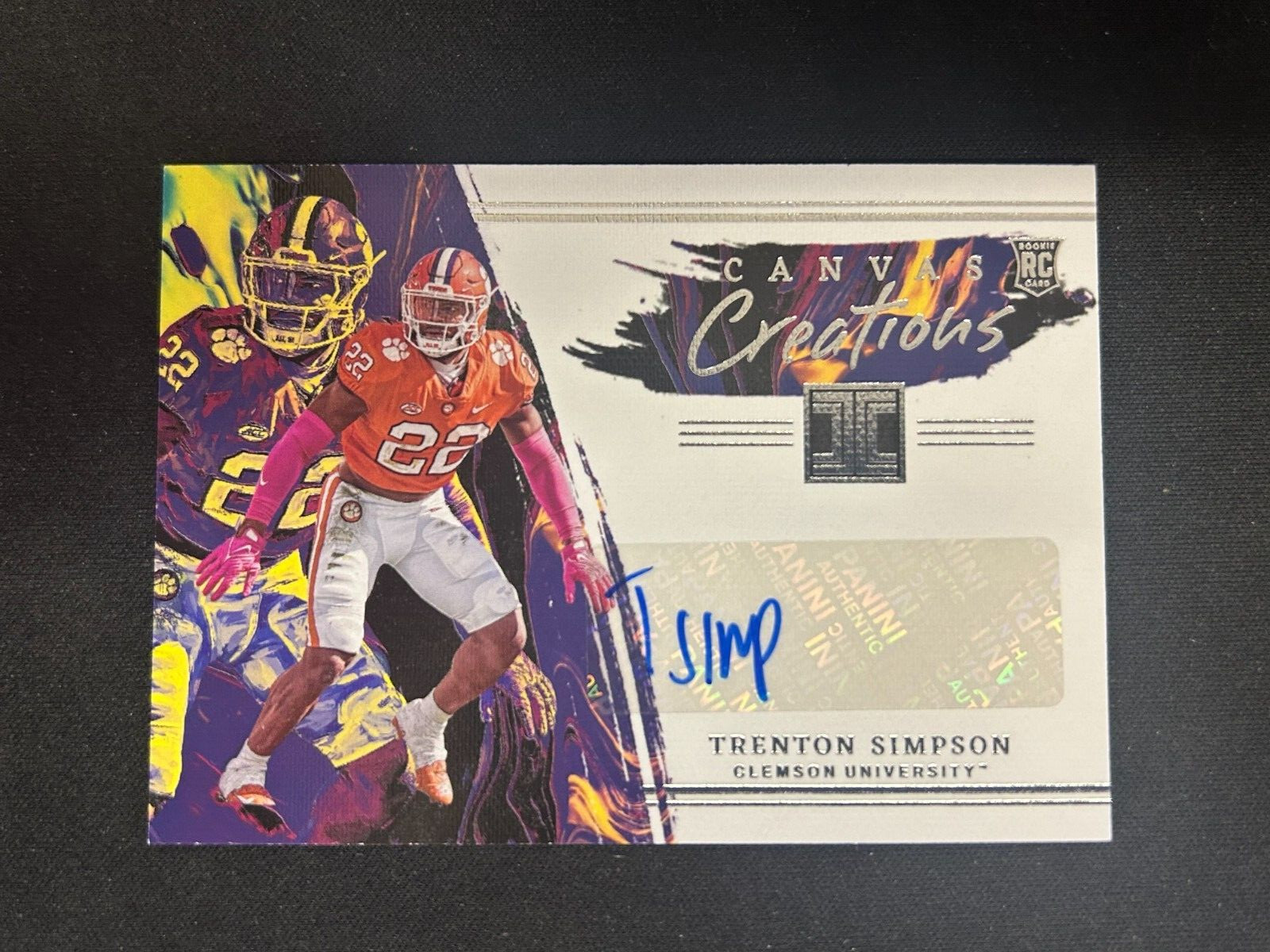Trenton Simpson Panini Chronicles Draft Picks Impeccable Canvas Creations Autographs #CCTSI Base