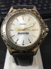 Fossil Blue 39mm PR-5047 White Dial Quartz Men's Watch, Run New Battery (#1801)