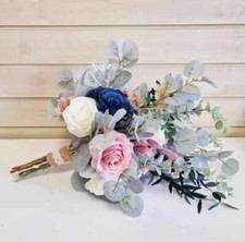 Navy and pink wedding bouquet flowers. wild flower country romance wedding