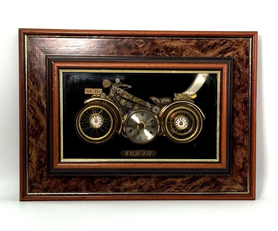 Vintage Wall Clock Hanging BMW R32 Picture Wall Decore Framed - Image 2 of 4