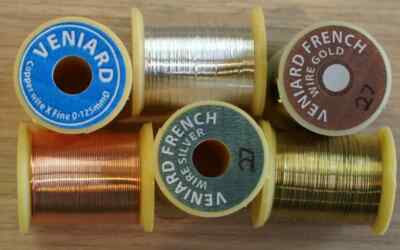 Veniard massiver Fliegenbinde-Rippdraht. Gold, Silber, Kupfer Packungen zum Ausräumen Nr 1