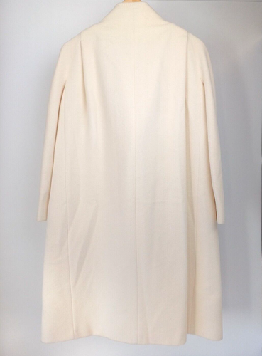 Max Mara Studio Cream Double Breasted Funnel Neck Coat Size 10 - Picture 4 of 9