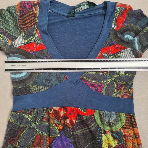 Vestido Desigual para mujer línea A hasta la rodilla talla M manga larga floral mezcla de algodón - Imagen 19 de 20
