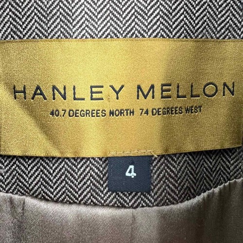 Hanley-Mellon Schal Kragen Einzelknopf Wolle Herringbone Blazer Gr. 4 braun - Bild 2 von 11