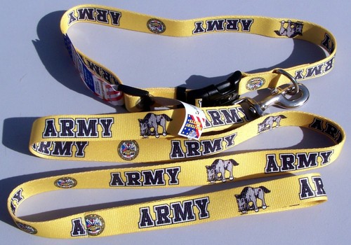 Dog Collar & Leash Set Military - US Army - US Navy - Nylon Med-LG FREE Shipping