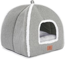 Cat Beds for Indoor Cats, Foldable Cat Bed Cave, Cat House with Washable Cush...