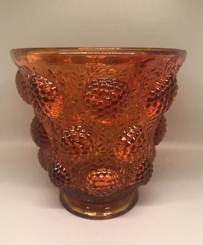 1960's Fenton Vessel of Gems Amber Red Vase Bowl 6 3/4” High