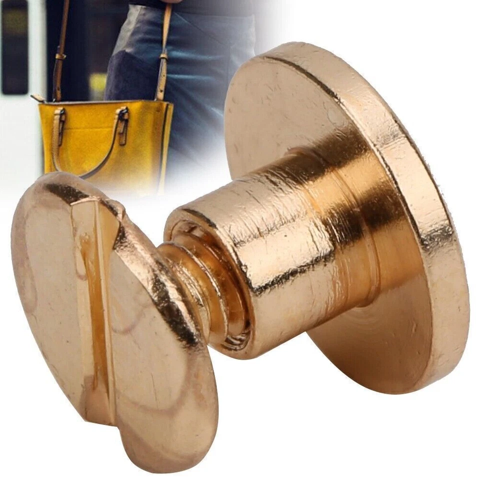 50 juegos de tornillos de cabeza plana de latón de 6,5 mm remaches para clavos hágalo usted mismo artesanía de cuero Foto 4 de 4