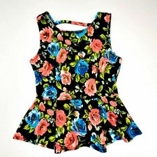 One Clothing Women's Tank Top Blouse Size Medium Floral Multicolor Polyester QF9