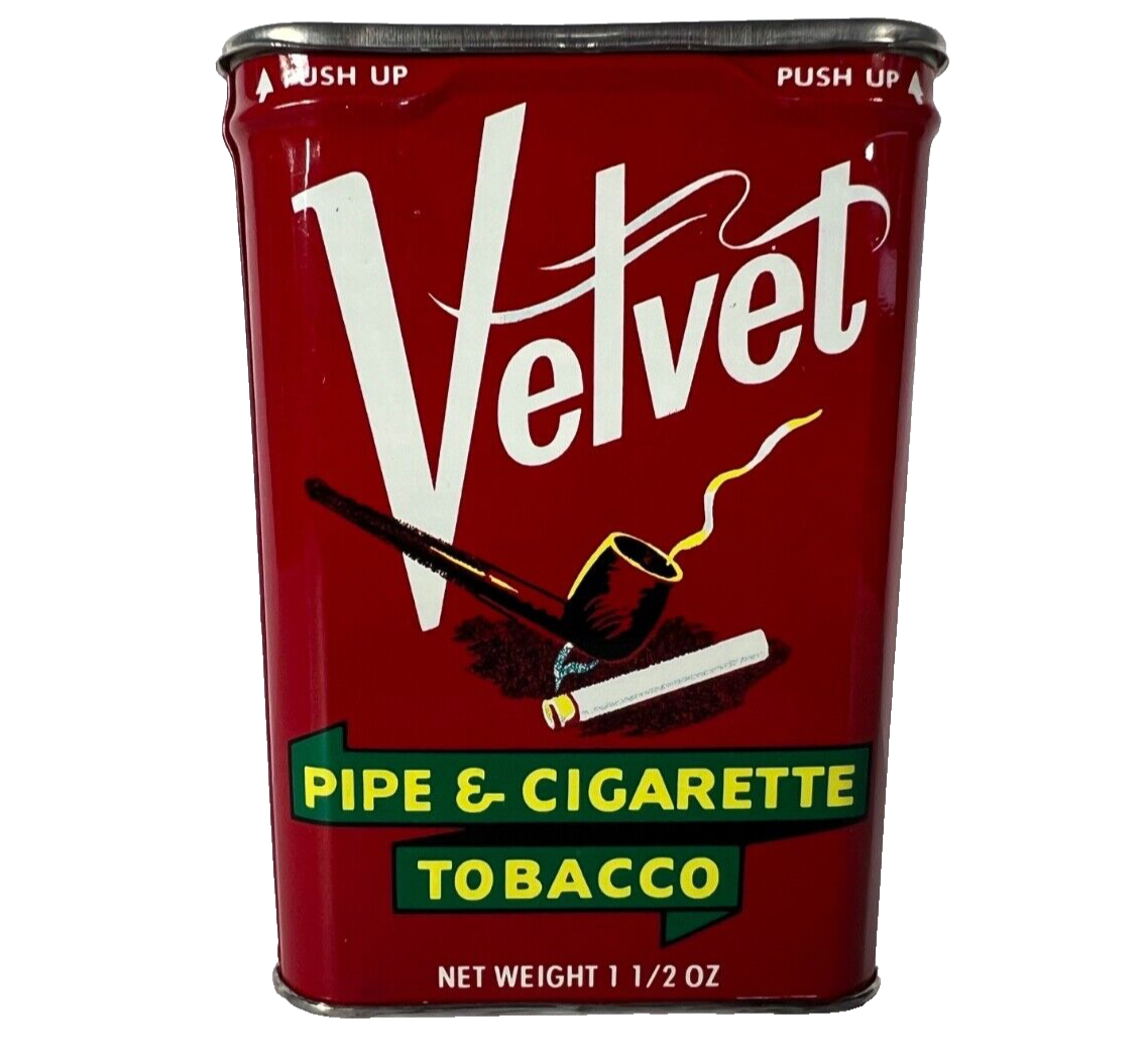 Vintage Velvet Pipe and Cigarette Tobacco Advertising Tin Vintage Velvet Pipe and Cigarette Tobacco Advertising Tin