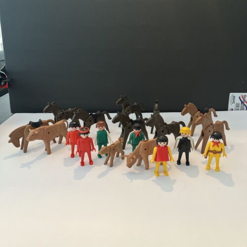 Vintage 1974Playmobil GEOBRA Lot Horses And Figures - Picture 1 of 16