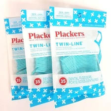 Plackers Twin Line Dental Flossers Cool Mint Flavored 105 Count Floss Toothpick