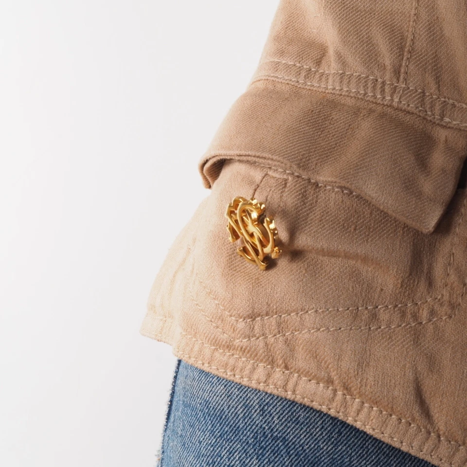 Roberto Cavalli Vintage Women's Beige Linen Zip Jacket size 42 - Image 4 of 4