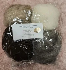 ☆ Crafters Wool Sampler 100% Romney Roving Four Colors 4oz Total