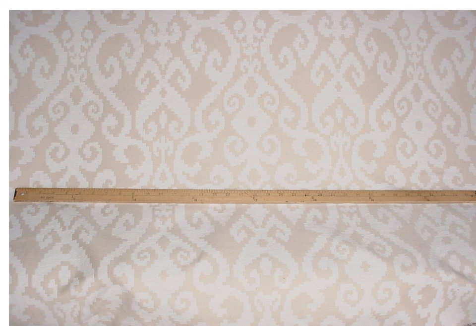 10-1/8Y Clarke & Clarke F0532 Malika Ivory Biege Ikat Upholstery Fabric - Image 2 of 4