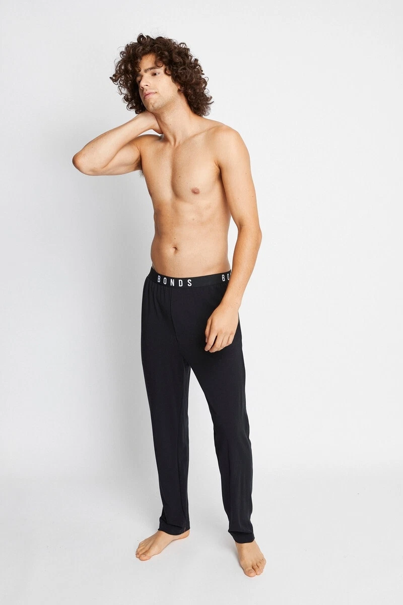 Bonds Mens Comfy Livin Jersey Pant Black Tracksuit Pants