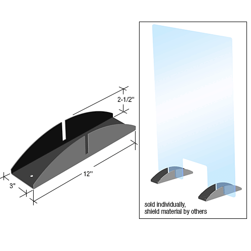 CRL PSBASE14 Edelstahlbasis gebürstet für 1/4" (6 mm) Acryl - Bild 2 von 2