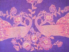 Pashmina Wool 70% Silk 30% Purple, Mauve  metallic gold e Peacock Shawl 70x28"