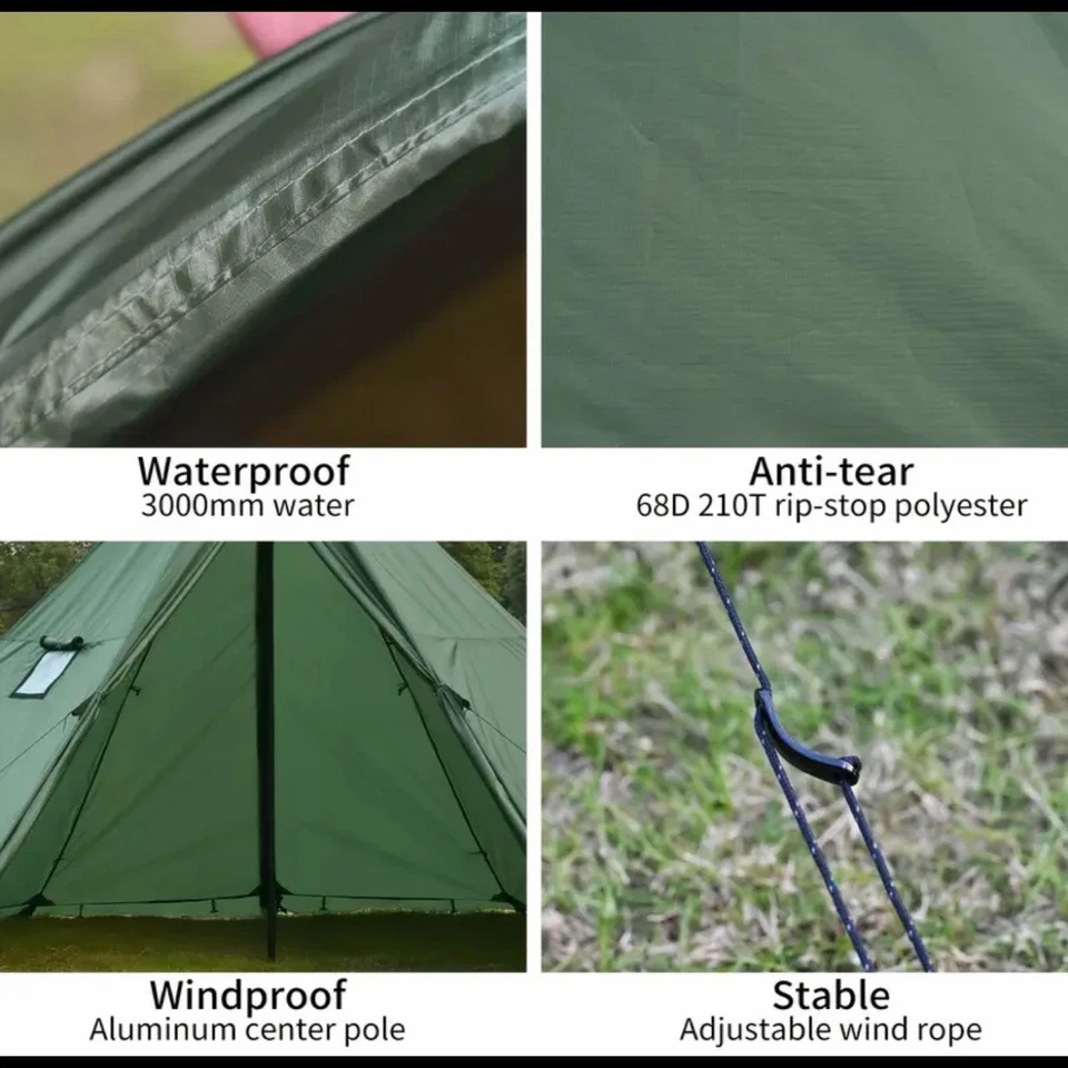 Waldmate Tienda Caliente 4 Temporadas con Estufa Jack Falda para Nieve 6.9 ft Habitación de Pie Verde Foto 3 de 4