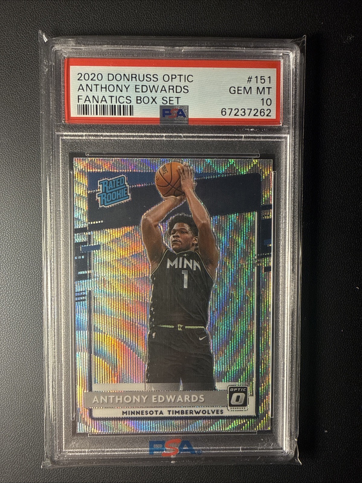 2020-21 Panini Donruss Optic Anthony Edwards Fanatics Prizm RC #151 PSA 10 view 1