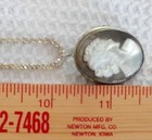 Vintage Mother of Pearl Cameo 800 Silver Dual Pin Pendant W/ 22" 925 Chain Fr Sh — photo 6