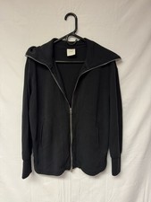 Varley DoubleSoft Black Full Zip Oversized Collar Sweatshirt Jacket XSmall
