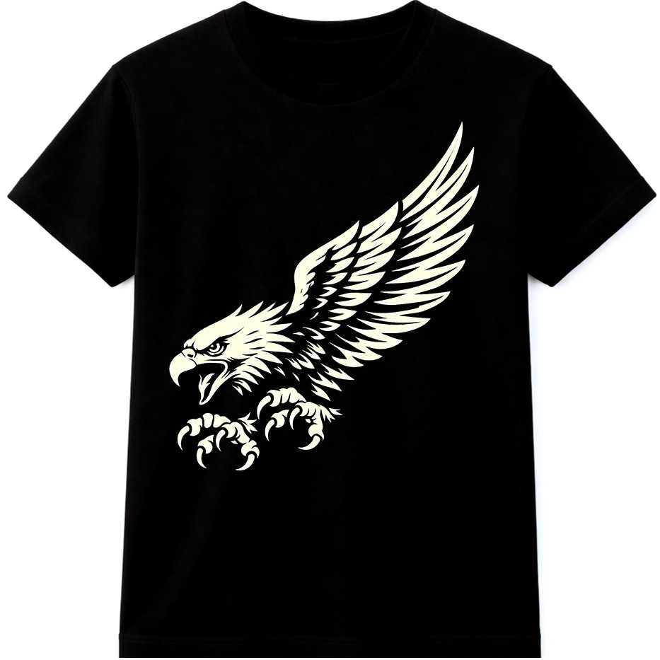 Eagle T Shirt Flying Eagle Graphic Bird Tattoo Style Biker Rock Tee