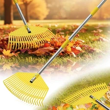 Plastic Leaf Rake for Lawns - Lightweight & Anti-Break Nylon Head, 16.5'' Wide Y