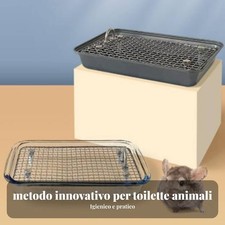 Toilette per Cincillà con Griglia Antiribaltamento per Recinto, Gabbia, Furetti