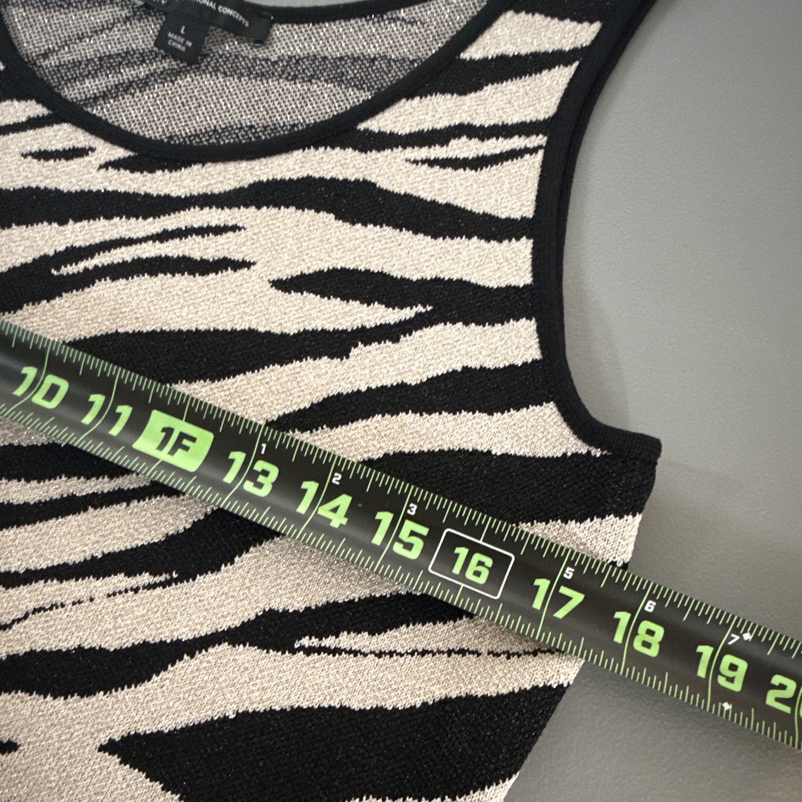 INC International Concepts Women's L Zebra Print Knit Tank Top Metallic ...