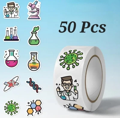 50x Science geek chemistry Stickers Labels gift Crafting scrap booking 2.5cm